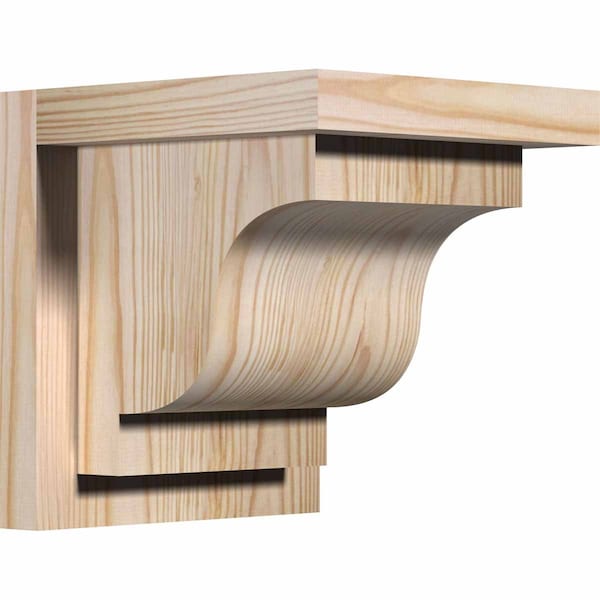 Ekena Millwork Newport Smooth Corbel w/Backplate, Douglas Fir, 7 1/2"W x 8"D x 8"H COR08X08X08NEW01SDF - main